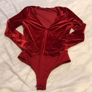 Deep V neck body suit